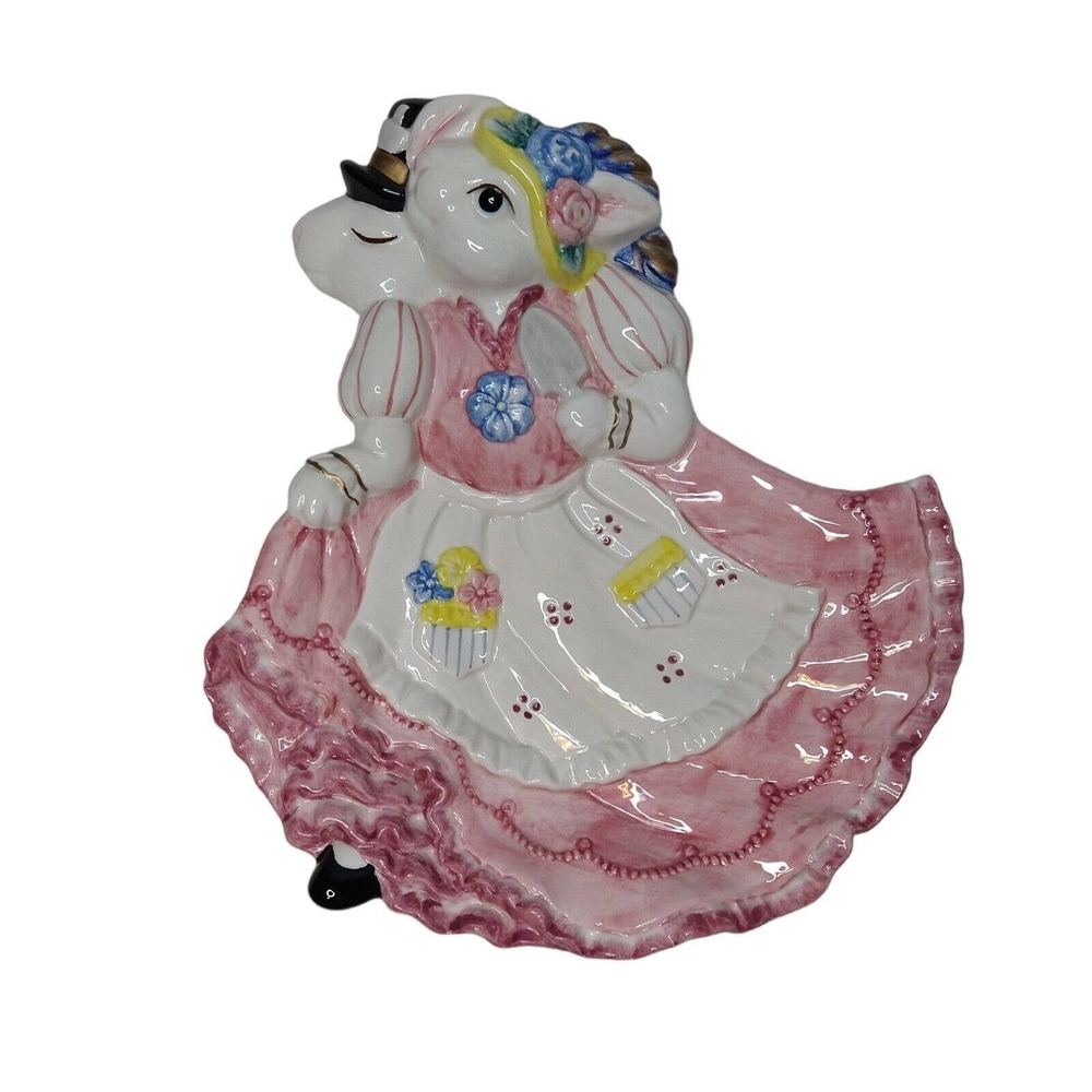 Vintage Omnibus FITZ and FLOYD Garden Party Rabbits Canape‎ Plate Ceramic 8x8